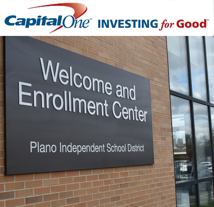  Capital One logo | Welcome & Enrollment Center Sign